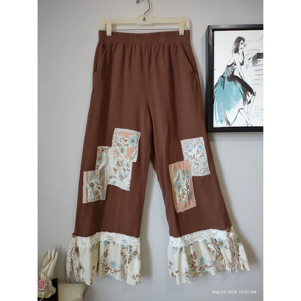 OOAK Upcycle Boho Shabby Chic Ladies Bloomers Pantaloons Patchwork refashioned - Picture 1 of 10